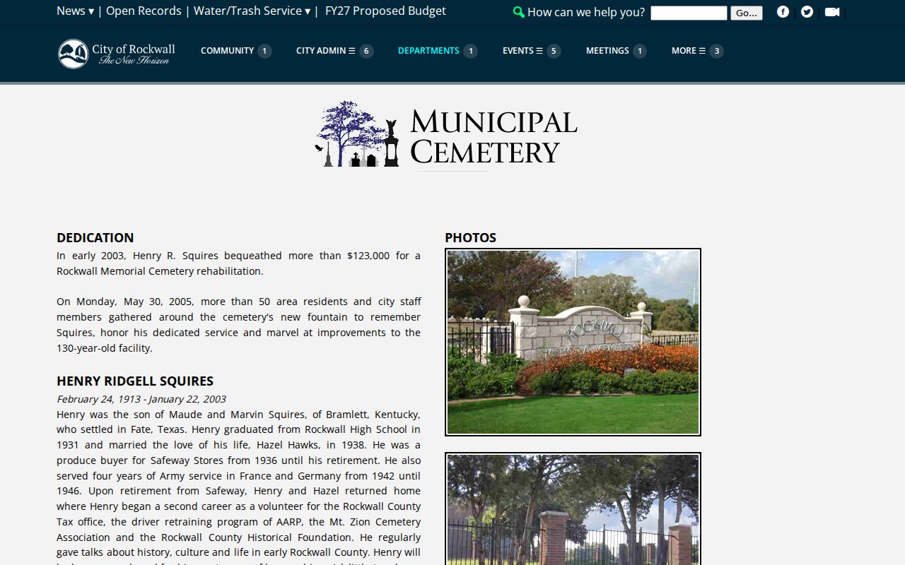 Rockwall previous residents research using the Municipal Cemetery report