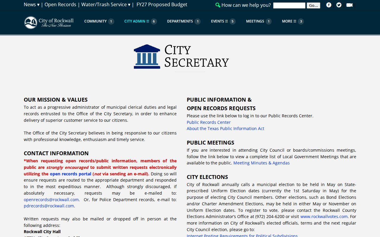 Rockwall residents directory public-records request route